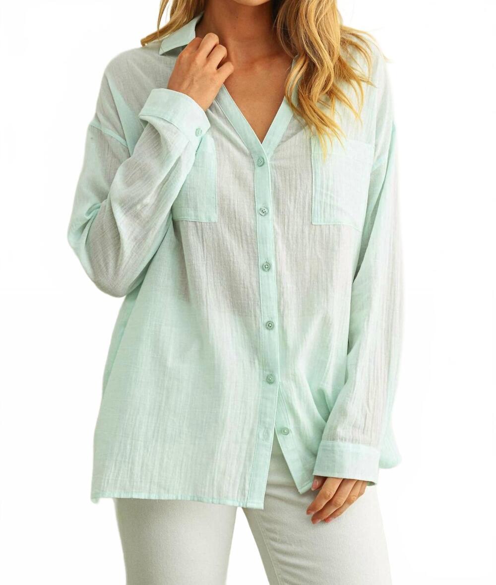 NEW MIOU MUSE women's button down shirt in mint